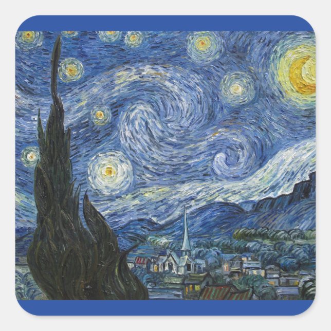 Vincent Van Gogh Starry Night Square Sticker (Front)