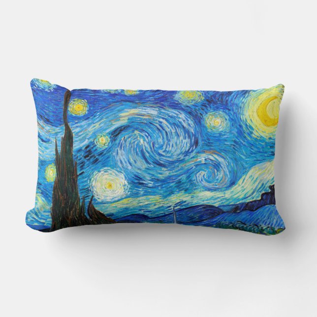 Vincent Van Gogh Starry Night vibrant painting art Lumbar Cushion (Front)