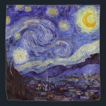 Vincent Van Gogh Starry Night Vintage Fine Art Bandana<br><div class="desc">Vincent van Gogh Starry Night Fine Art Painting Starry Night is a painting by Dutch post-impressionist artist Vincent van Gogh. The blue night sky is filled with swirling clouds, stars, and a bright crescent moon. The Starry Night is the only nocturne in the series of views from his bedroom window....</div>