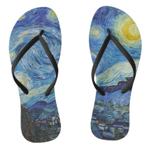 Vincent Van Gogh Starry Night Vintage Fine Art Flip Flops