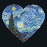 Vincent Van Gogh Starry Night Vintage Fine Art Heart Sticker<br><div class="desc">Vincent Van Gogh Starry Night Vintage Fine Art Heart Sticker</div>