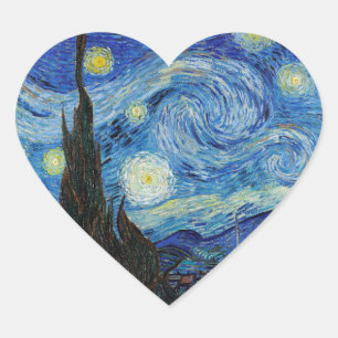 Vincent Van Gogh Starry Night Vintage Fine Art Heart Sticker