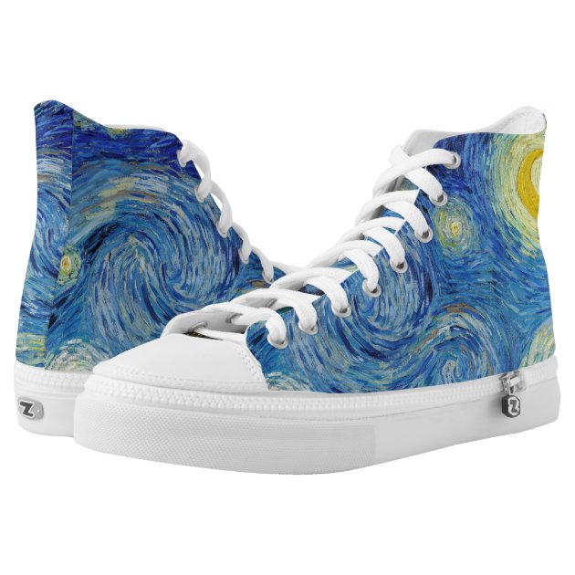 Van Gogh Starry Night Hightop Canvas Sneakers Hand Painted Shoes Birthday Gifts 