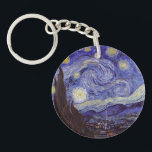 Vincent Van Gogh Starry Night Vintage Fine Art Key Ring<br><div class="desc">Vincent van Gogh Starry Night Fine Art Painting Starry Night is a painting by Dutch post-impressionist artist Vincent van Gogh. The blue night sky is filled with swirling clouds, stars, and a bright crescent moon. The Starry Night is the only nocturne in the series of views from his bedroom window....</div>