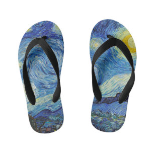 Vincent Van Gogh Starry Night Vintage Fine Art Kid's Flip Flops