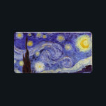 Vincent Van Gogh Starry Night Vintage Fine Art Label<br><div class="desc">Vincent van Gogh Starry Night Fine Art Painting Starry Night is a painting by Dutch post-impressionist artist Vincent van Gogh. The blue night sky is filled with swirling clouds, stars, and a bright crescent moon. The Starry Night is the only nocturne in the series of views from his bedroom window....</div>