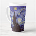 Vincent Van Gogh Starry Night Vintage Fine Art Latte Mug<br><div class="desc">Vincent van Gogh Starry Night Fine Art Painting Starry Night is a painting by Dutch post-impressionist artist Vincent van Gogh. The blue night sky is filled with swirling clouds, stars, and a bright crescent moon. The Starry Night is the only nocturne in the series of views from his bedroom window....</div>
