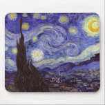 Vincent Van Gogh Starry Night Vintage Fine Art Mouse Mat<br><div class="desc">Vincent van Gogh Starry Night Fine Art Painting Starry Night is a painting by Dutch post-impressionist artist Vincent van Gogh. The blue night sky is filled with swirling clouds, stars, and a bright crescent moon. The Starry Night is the only nocturne in the series of views from his bedroom window....</div>