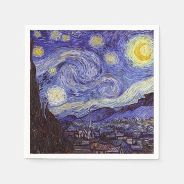 Vincent Van Gogh Starry Night Vintage Fine Art Napkin (Front)