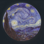 Vincent Van Gogh Starry Night Vintage Fine Art Paper Plate<br><div class="desc">Vincent van Gogh Starry Night Fine Art Painting Starry Night is a painting by Dutch post-impressionist artist Vincent van Gogh. The blue night sky is filled with swirling clouds, stars, and a bright crescent moon. The Starry Night is the only nocturne in the series of views from his bedroom window....</div>
