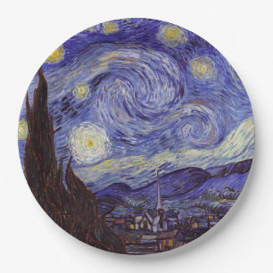 Vincent Van Gogh Starry Night Vintage Fine Art Paper Plate