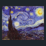 Vincent Van Gogh Starry Night Vintage Fine Art Photo Print<br><div class="desc">Vincent van Gogh Starry Night Fine Art Painting Starry Night is a painting by Dutch post-impressionist artist Vincent van Gogh. The blue night sky is filled with swirling clouds, stars, and a bright crescent moon. The Starry Night is the only nocturne in the series of views from his bedroom window....</div>