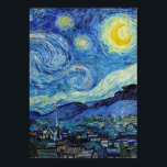 Vincent Van Gogh Starry Night Vintage Fine Art Poster<br><div class="desc">Vincent Van Gogh Starry Night Vintage Fine Art Poster</div>