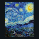 Vincent Van Gogh Starry Night Vintage Fine Art Poster<br><div class="desc">Vincent Van Gogh Starry Night Vintage Fine Art Poster</div>