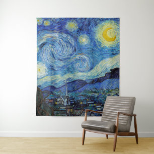 Vincent Van Gogh Starry Night Vintage Fine Art Tapestry