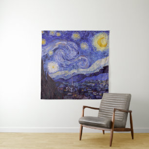 Vincent Van Gogh Starry Night Vintage Fine Art Tapestry