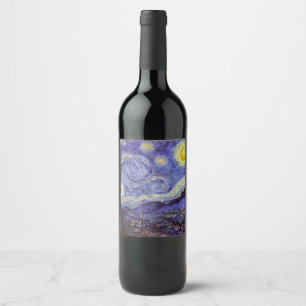 Vincent Van Gogh Starry Night Vintage Fine Art Wine Label