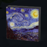 Vincent Van Gogh Starry Night Vintage Fine Art Wooden Box Sign<br><div class="desc">Vincent van Gogh Starry Night Fine Art Painting Starry Night is a painting by Dutch post-impressionist artist Vincent van Gogh. The blue night sky is filled with swirling clouds, stars, and a bright crescent moon. The Starry Night is the only nocturne in the series of views from his bedroom window....</div>