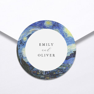 Vincent Van Gogh Starry Night Wedding Classic Round Sticker
