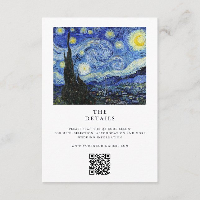 Vincent Van Gogh Starry Night Wedding Enclosure Card (Front)