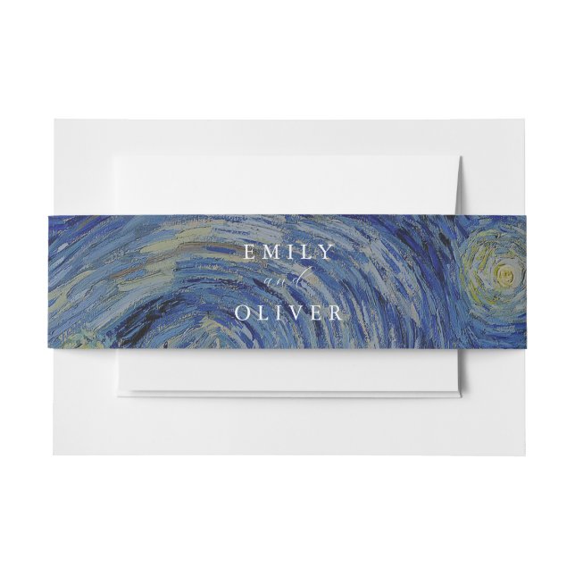 Vincent Van Gogh Starry Night Wedding Invitation Belly Band (Front Example)