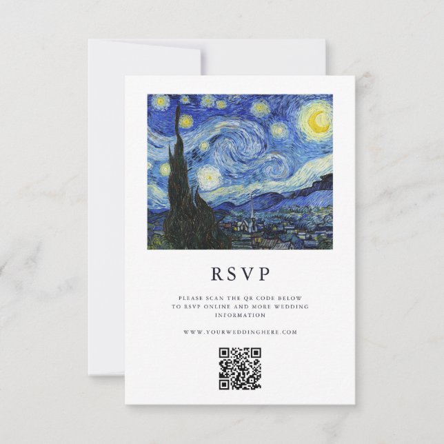Vincent Van Gogh Starry Night Wedding RSVP Card (Front)