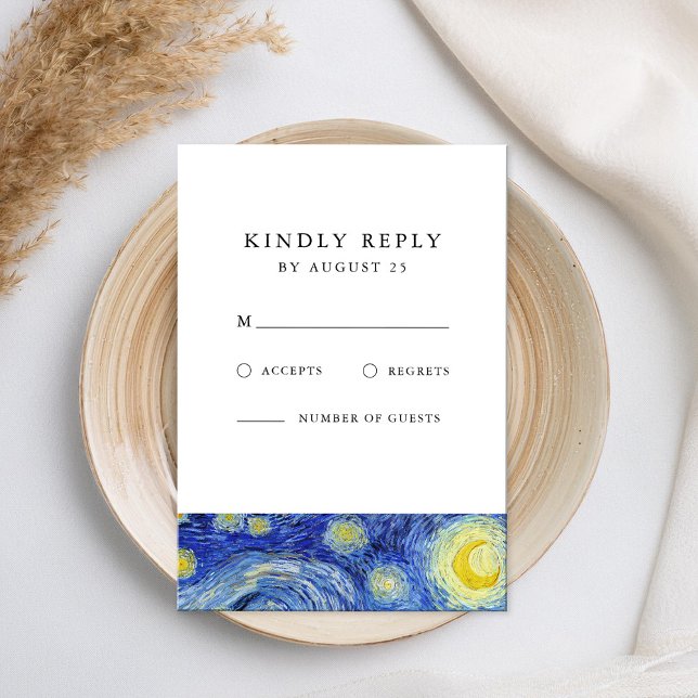 Vincent Van Gogh Starry Night Wedding RSVP Card (Creator Uploaded)