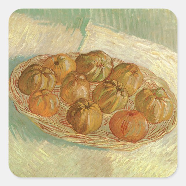 Vincent van Gogh - Still Life Basket of Apples Square Sticker (Front)