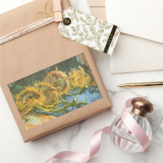 Vincent van Gogh - Still Life: Four Cut Sunflowers Rectangular Sticker