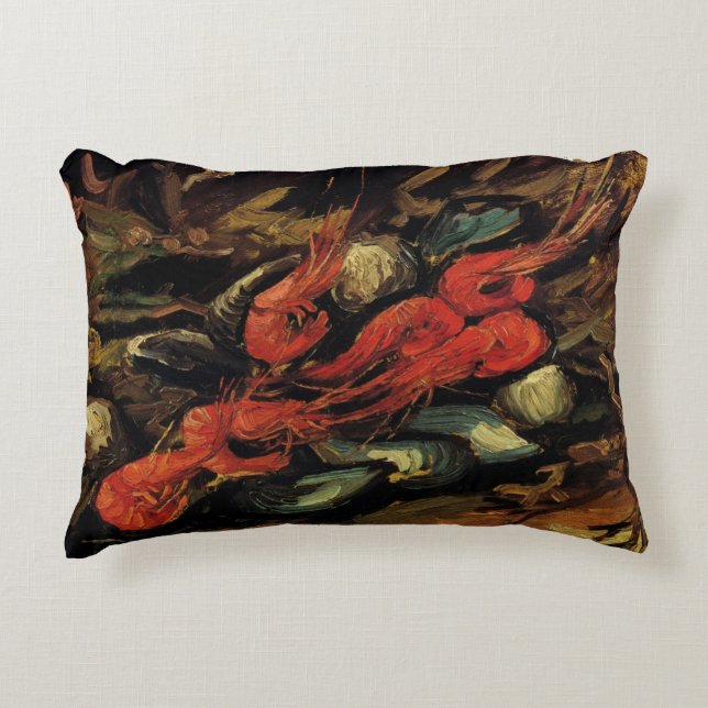 Vincent van Gogh - Still Life Mussels and Shrimp Decorative Cushion (Front)