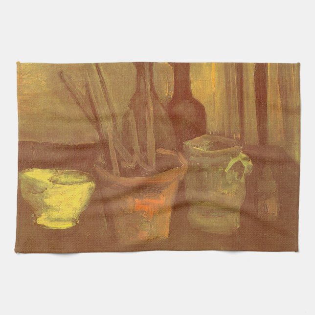 Vincent van Gogh - Still Life Paintbrushes in Pot Tea Towel (Horizontal)