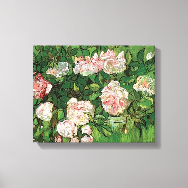 Vincent Van Gogh - Still Life Pink Roses Fine Art Canvas Print (Front)