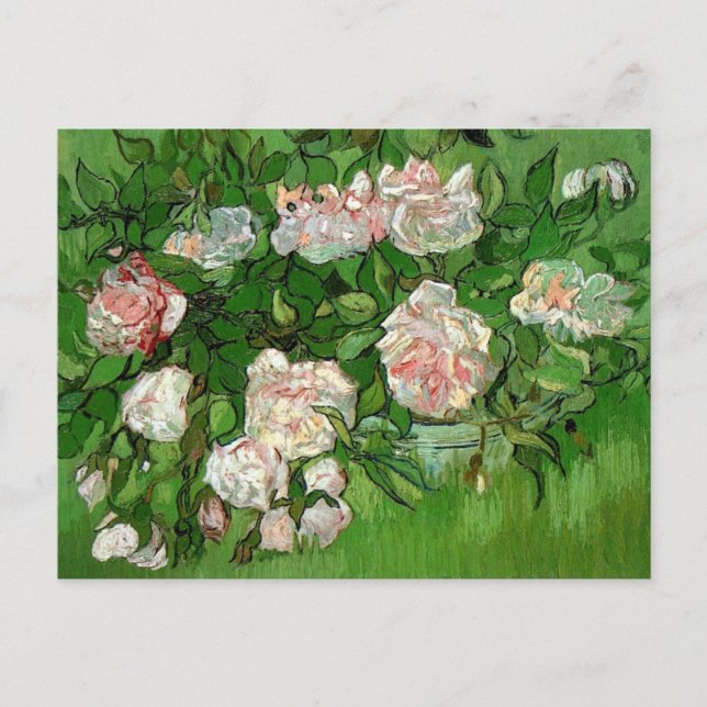 Vincent Van Gogh - Still Life Pink Roses Fine Art Postcard (Front)