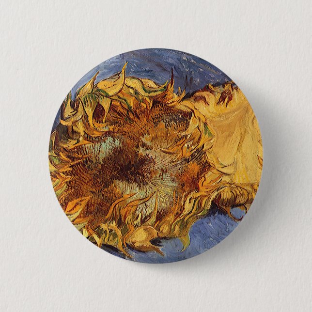 Vincent van Gogh - Still Life: Two Cut Sunflowers 6 Cm Round Badge (Front)