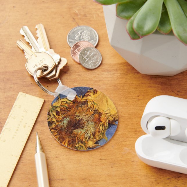 Vincent van Gogh - Still Life: Two Cut Sunflowers Key Ring (Desk)