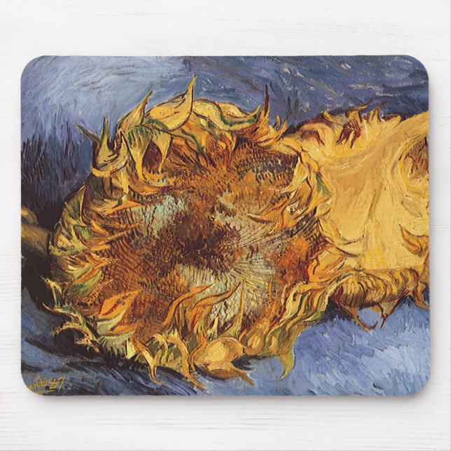 Vincent van Gogh - Still Life: Two Cut Sunflowers Mouse Mat (Front)