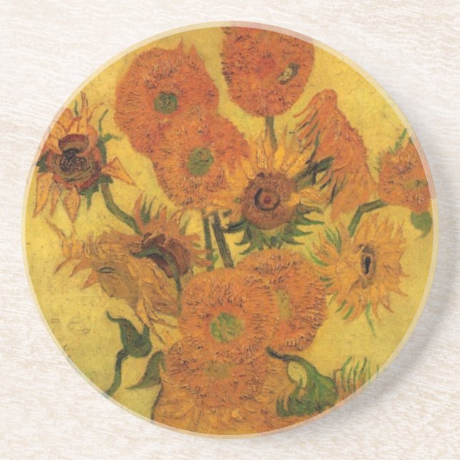 Vincent van Gogh Still Life Vase w 15 Sunflowers Coaster (Front)
