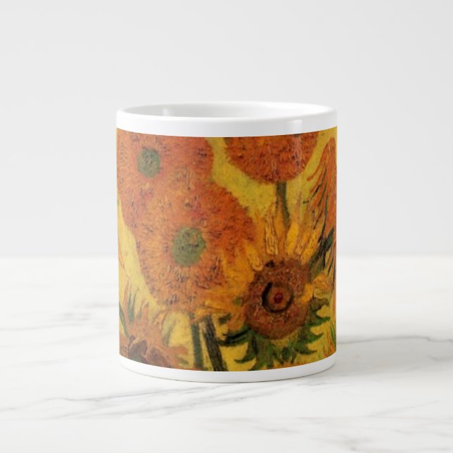 Vincent van Gogh Still Life Vase w 15 Sunflowers Large Coffee Mug (Front)