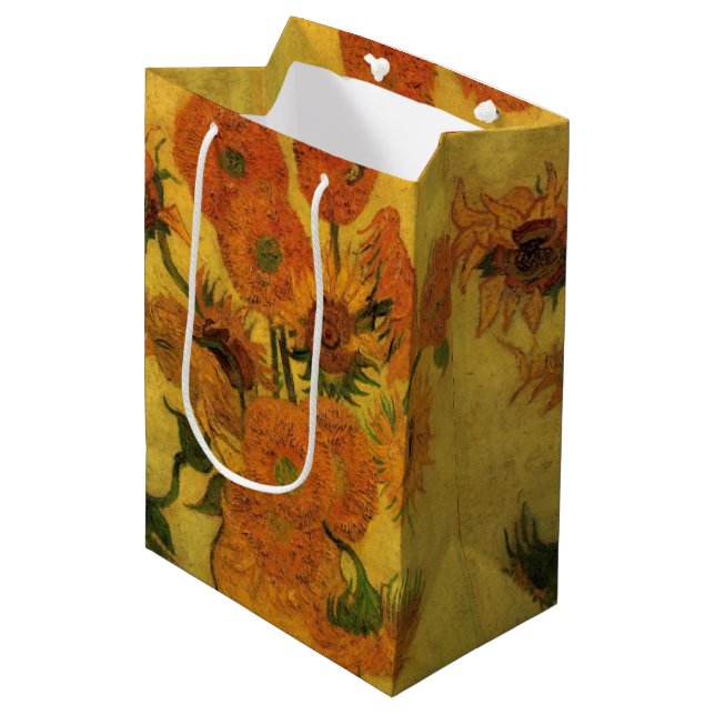 Vincent van Gogh Still Life Vase w 15 Sunflowers Medium Gift Bag (Front Angled)