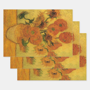 Vincent van Gogh Still Life Vase w 15 Sunflowers Wrapping Paper Sheet
