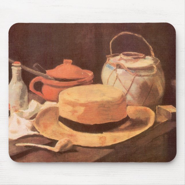 Vincent van Gogh - Still Life w Yellow Straw Hat Mouse Mat (Front)