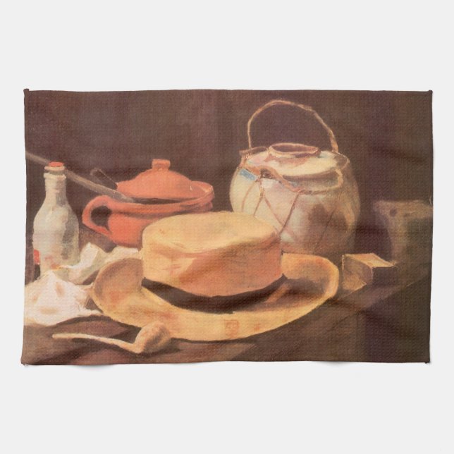 Vincent van Gogh - Still Life w Yellow Straw Hat Tea Towel (Horizontal)