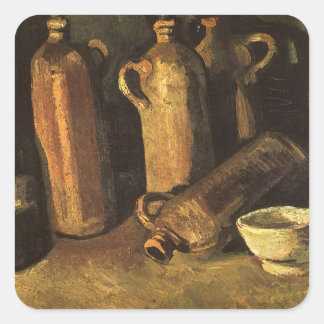 Vincent van Gogh - Still Life with 4 Stone Bottles Square Sticker