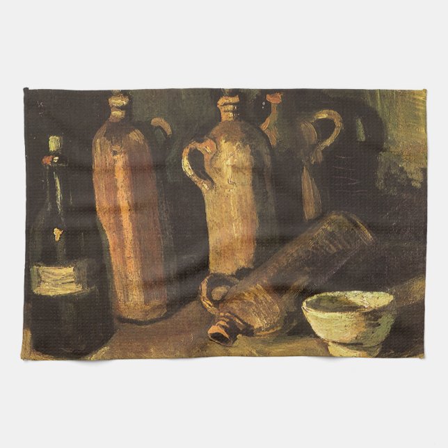 Vincent van Gogh - Still Life with 4 Stone Bottles Tea Towel (Horizontal)