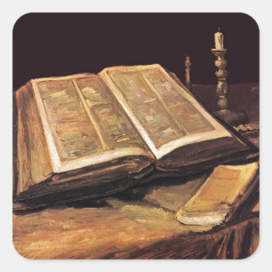 Vincent Van Gogh - Still Life With Bible Square Sticker