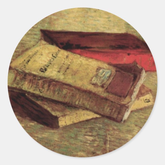 Vincent van Gogh - Still Life with Three Books Classic Round Sticker (Front)