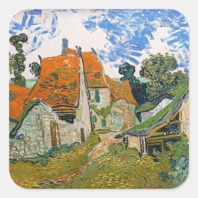 Vincent van Gogh - Street in Auvers-sur-Oise Square Sticker (Front)