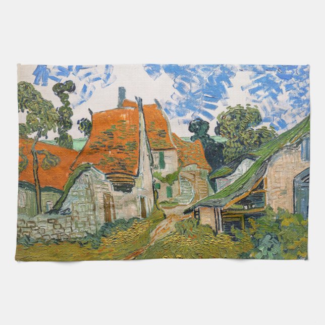 Vincent van Gogh - Street in Auvers-sur-Oise Tea Towel (Horizontal)