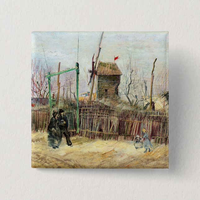 Vincent van Gogh - Street Scene in Montmartre 15 Cm Square Badge (Front)