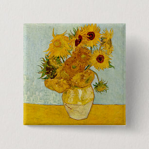 Vincent Van Gogh Sunflowers 15 Cm Square Badge